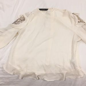 Zara long sleeve ruffle blouse